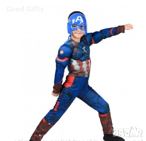 Детски Костюм Капитан Америка с Маска и Мускули, снимка 2 - Други - 38130774