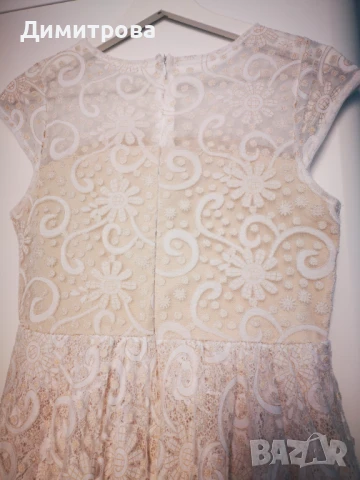Коктейлна рокля цвят екрю, снимка 7 - Рокли - 50495921