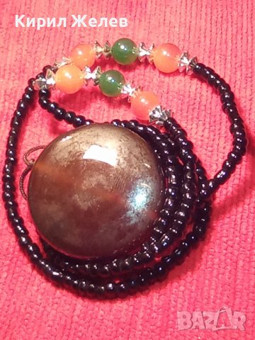 ПРЕКРАСНО МЪНИСТЕНО КОЛИЕ с МЕДАЛЬОН ЕСТЕСТВЕН КАРНЕОЛ 74581, снимка 2 - Колиета, медальони, синджири - 29555676