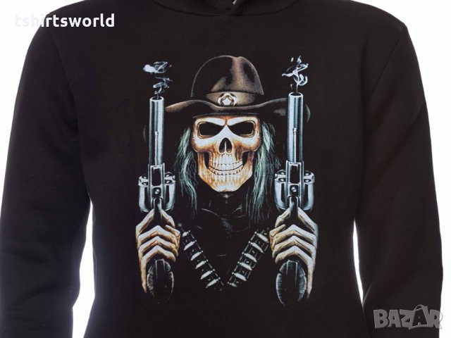 Нов мъжки суичър с дигитален печат Череп с пистолети, снимка 5 - Суичъри - 31742304