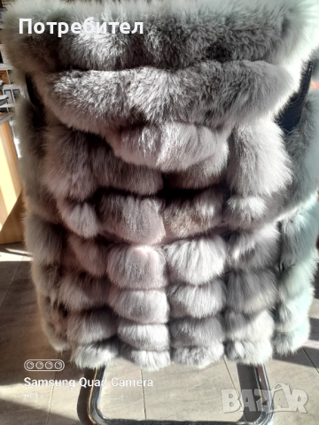 Дълъг елек с качулка естествен косъм, снимка 2 - Елеци - 52549786