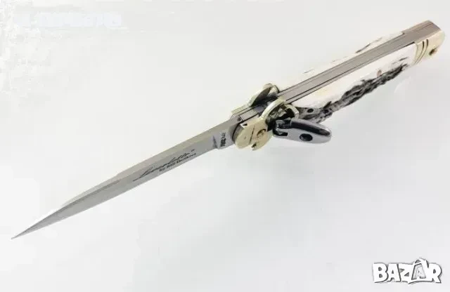 Сгъваем автоматичен нож - стилето , с чирени от еленов рог, 85x195, снимка 5 - Ножове - 50495677