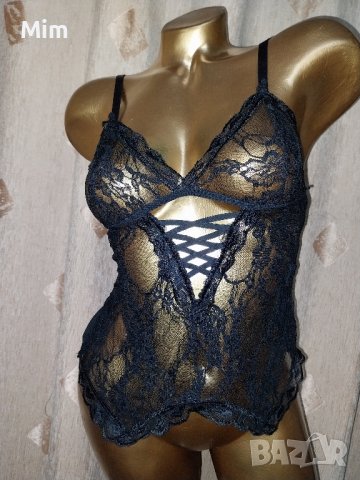 S Черен дантелен корсет/Топ/ 