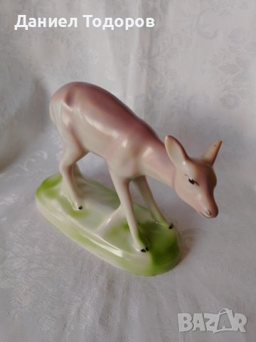 Стара Българска  Порцеланова Фигура - Сърна - с Маркировка, снимка 3 - Статуетки - 42224185