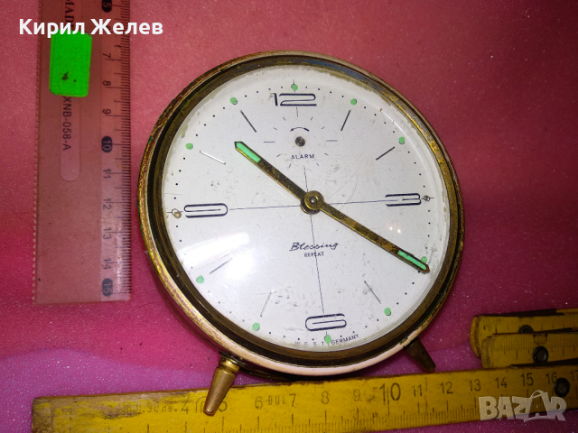 BLESSING REPEAT ALARM WEST GERMANY Стар РЯДЪК МОДЕЛ КОЛЕКЦИОНЕРСКИ МЕХАНИЧЕН НЕМСКИ БУДИЛНИК 26470, снимка 6 - Антикварни и старинни предмети - 44549441