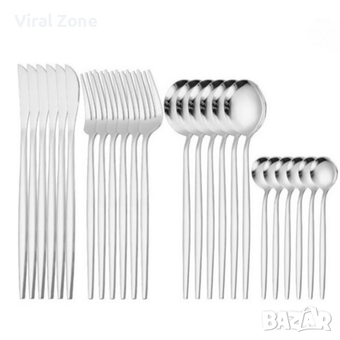 Комплект прибори за хранене от 24 части с луксозен дизайн и магнитна кутия, снимка 2 - Прибори за хранене, готвене и сервиране - 53128735