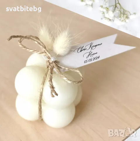 Бабъл Свещ Подарък за Гости Кръщене, Свето Кръщение, Рожден ден, снимка 2 - Подаръци за кръщене - 46360879