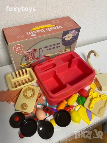 Детска мивка с течаща вода с малка кухня, снимка 6 - Образователни игри - 52669934