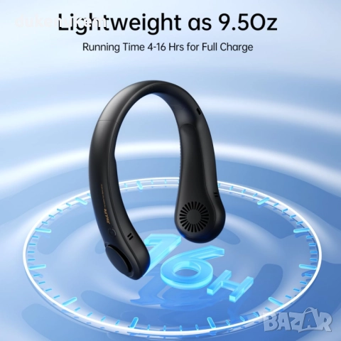 USB вентилатор за врат 5 скорости, 4000 mAh, безопасен, тих, hands-free, снимка 6 - Друга електроника - 52721941