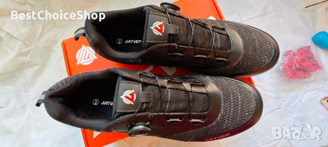 Мъжки велосипедни обувки, съвместими с SPD и Delta педали, дишащи, неплъзгащи - Сини EU 44, снимка 3 - Аксесоари за велосипеди - 53171430