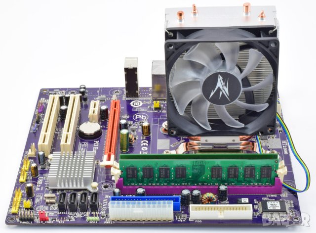 Дънна платка ELITEGROUP GeForce7050M-M + CPU AMD Athlon 64 X2 3800 + 2x2 GB RAM + ОХЛАДИТЕЛ, снимка 2 - Дънни платки - 42746781