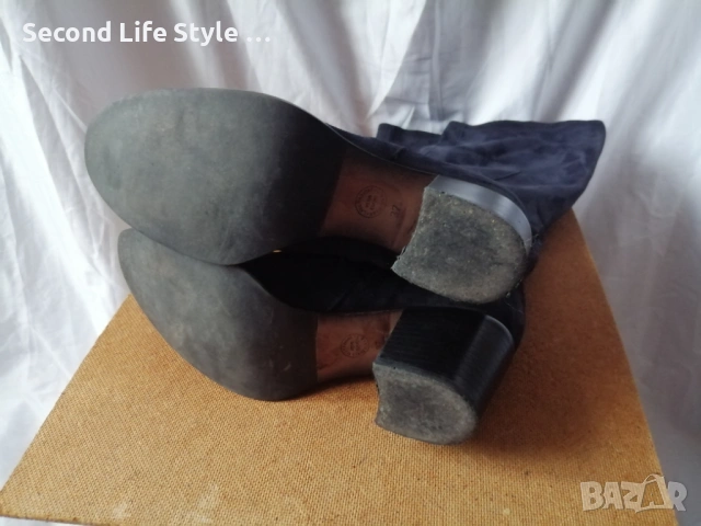 № 37 дамски ботуши естествен велур в син цвят, снимка 15 - Дамски ботуши - 53371759