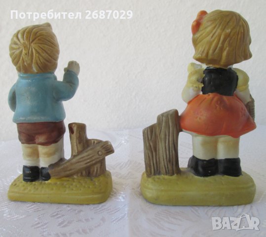 2 бр  стари фигури момче момиче керамика порцелан, червена шапчица, снимка 4 - Декорация за дома - 29125581