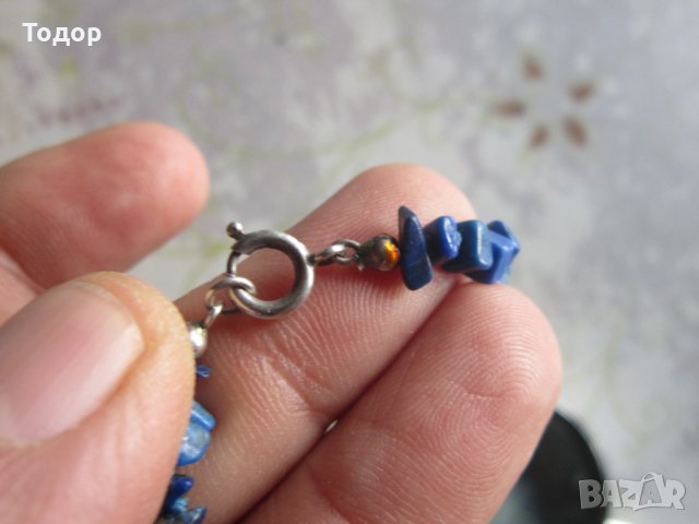 Сребърно колие гердан с естествен лазурит 925 , снимка 4 - Колиета, медальони, синджири - 35104184