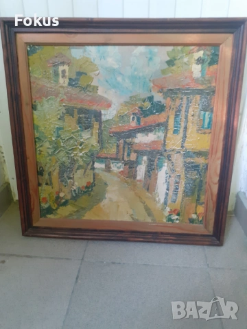 Стара картина масло на платно с рамка - Димитър Пачов рамка, снимка 2 - Антикварни и старинни предмети - 53296505