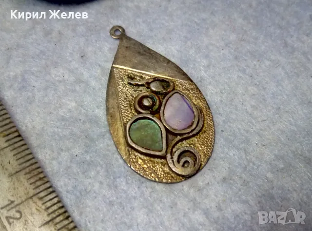 РАЗКОШЕН СРЕБЪРЕН МЕДАЛЬОН с КРАЛСКИ СЕДЕФ СРЕБРО ВИСОКА ПРОБА РЪЧНА РАБОТА ЧАСТ от КОМПЛЕКТ 47516, снимка 12 - Антикварни и старинни предмети - 49656415