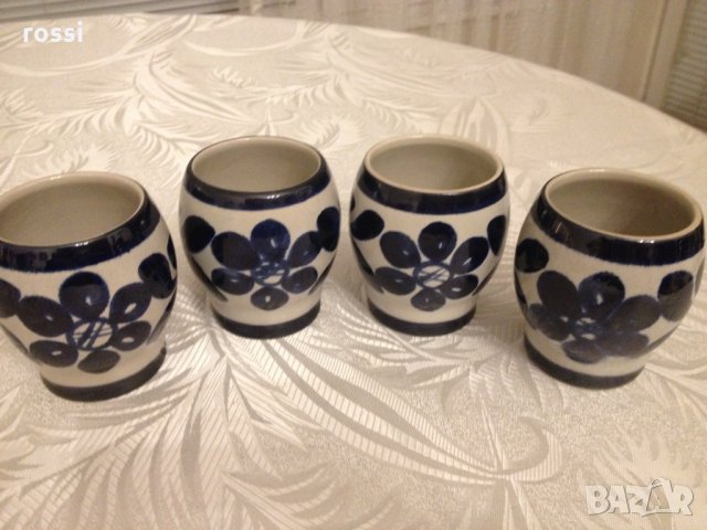 Vintage. Нови. Original King Немски сервиз 4 керамични чаши за вино 160 мл. ръчна изработка, снимка 3 - Антикварни и старинни предмети - 30678675