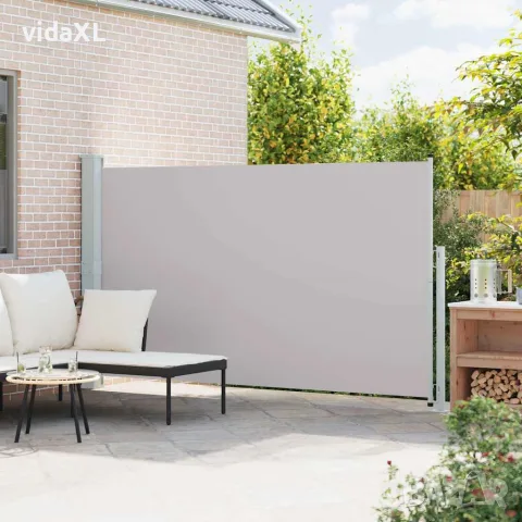 vidaXL Прибираща се дворна странична тента, 180x314 см, сива, снимка 3 - Огради и мрежи - 56146643