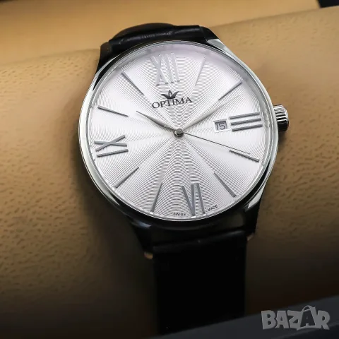Швейцарски мъжки часовник Optima Нов, снимка 4 - Мъжки - 55988335