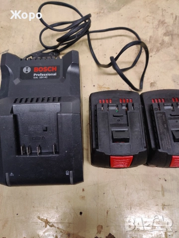 Зарядно Бош GAL 18-40 с две батерии 18в 4Ач и 6Ач