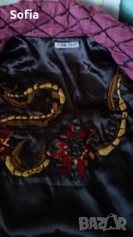 Капитонирана връхна дреха пастелно циклама КЪСА - М размер  с отстъпка, снимка 2 - Палта, манта - 30586642