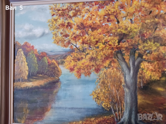 Стара голяма авторска картина - пейзаж , подписана, снимка 3 - Картини - 52788701
