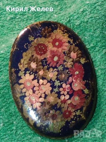 ИЗЯЩНО РЪЧНО ХУДОЖЕСТВЕНО ИЗРИСУВАНА МИНИАТЮРА ЦВЕТЯ Стара МЕДНА РЕТРО АРТ АПЛИКАЦИЯ За БРОШКА 47460, снимка 14 - Антикварни и старинни предмети - 47046009