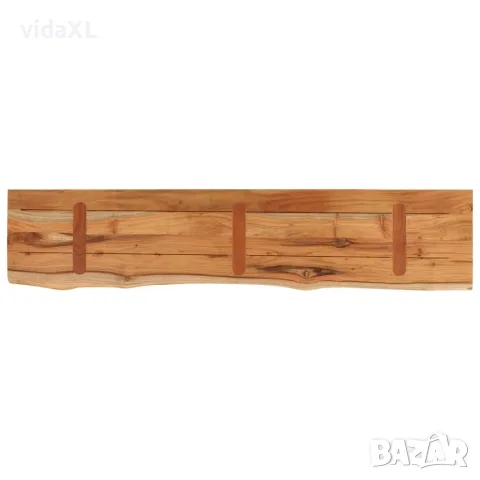 vidaXL Стенен рафт, 120x20x2,5 см, правоъгълен, масив акация, жив ръб, снимка 5 - Етажерки - 56147318