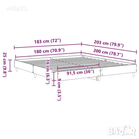 vidaXL Рамка за легло без матрак Бяла 180x200 см инженерно дърво, снимка 10 - Спални и легла - 56147028