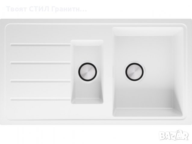 Кухненска Мивка от Гранит модел Копенхаген 900 x 500 Supreme Duo - бяла