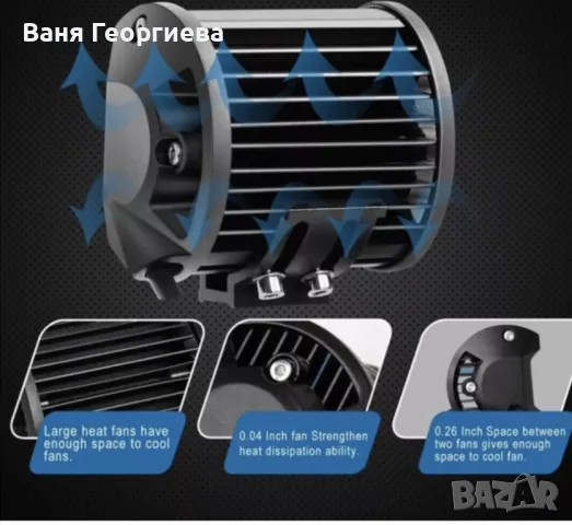 LED Офроуд Фарове Светлини за Кола и Мотоциклет 60W , снимка 3 - Лед осветление - 49377038