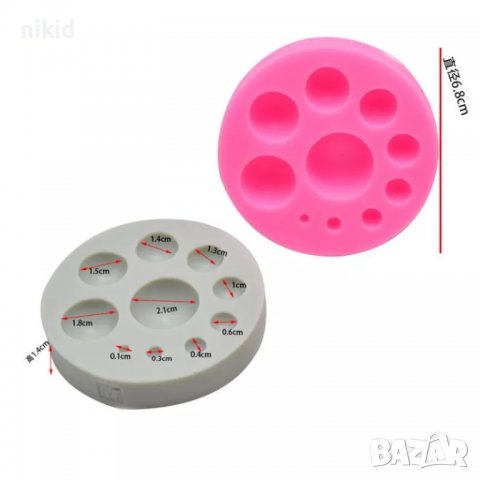 10 кръгчета перли полу кръг топче силиконов молд форма декорация украса фондан торта мъфини и др, снимка 2 - Форми - 17807411