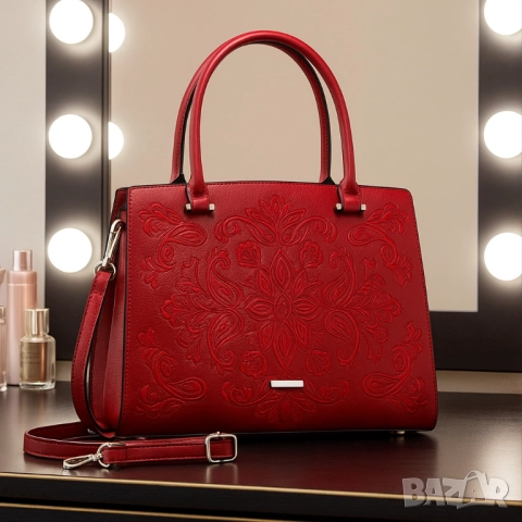 Елегантна дамска чанта с релефен дизайн – стил и практичност в едно, снимка 6 - Чанти - 51858988