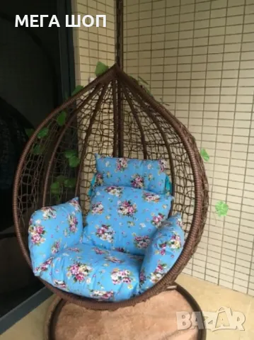 Градинска люлка от PVC ратан с метална конструкция, снимка 4 - Градински мебели, декорация  - 50224547