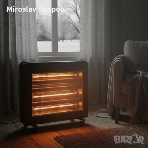 Отоплителна печка Rosberg R51972E с 4 кварцови реотана, 2400W – бързо, ефективно и безопасно 