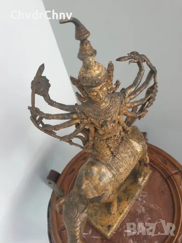 Shiva on Nandi 43см-4кг/стара азиатска/индийска бронзова фигура бог Шива язди бикът Нанди, снимка 2 - Статуетки - 56020322