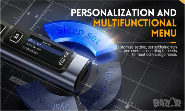 Професионален смарт поялник FNIRSI HS-02 с 6 човки, снимка 17 - Друга електроника - 54003479