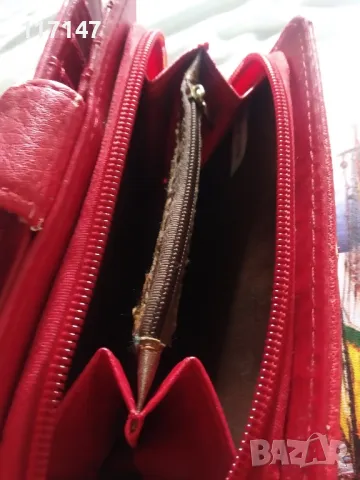червено кожено портмоне, снимка 6 - Портфейли, портмонета - 47409424