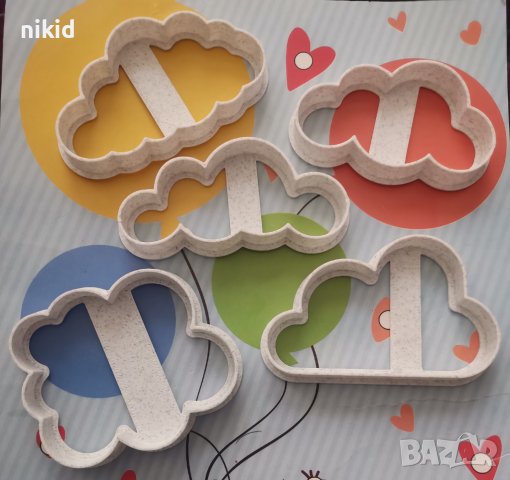 5 бр облак облаци форма форми резец резци пластмасови за сладки тесто фондан декор торта, снимка 2 - Форми - 37389246
