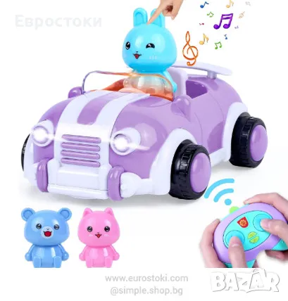 Играчка кола с дистанционно управление Wrystte за малки деца, мини RC кола със светлини и звуци