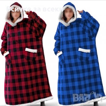 Плюшено Пухкаво Одеяло с Ръкави и Качулка Huggle Hoodie