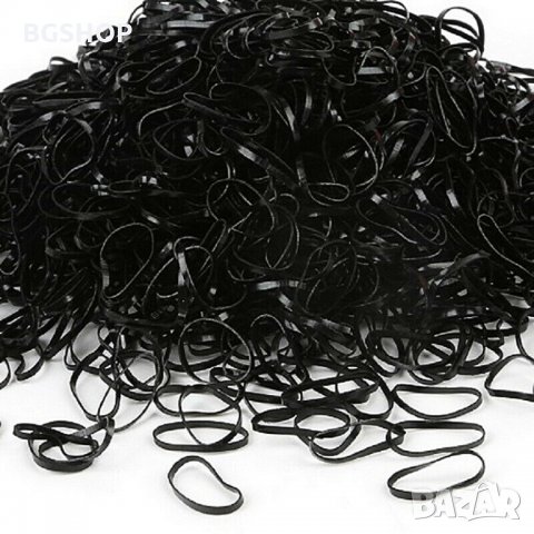 Силиконови ластици за плитки - Черни 1000 броя пакет, снимка 3 - Аксесоари за коса - 31511710