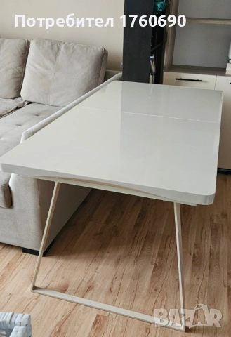 Трапезна маса цвят крем: 154/80/76см (разтегателна)