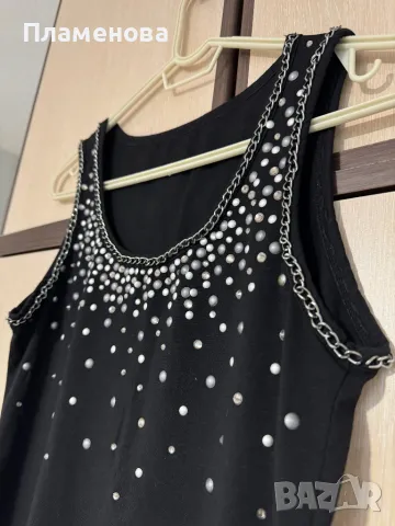 Дамски черен потник с капси - S/M, снимка 3 - Потници - 49343327