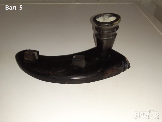 Стара фигура от рог - ваза , поставка за снимки , соц, снимка 3 - Антикварни и старинни предмети - 34916495