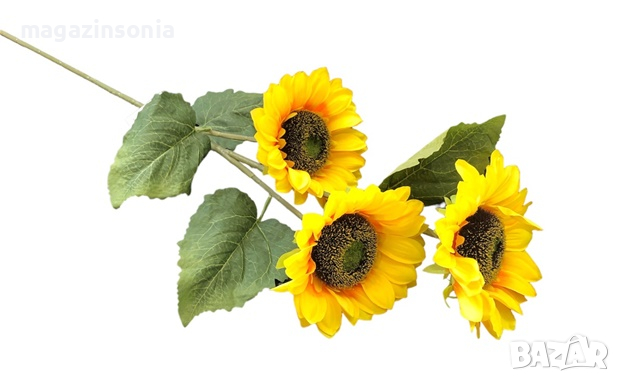 Стрък страхотен изкуствен Слънчоглед/90см/ с три цвята, снимка 3 - Изкуствени цветя - 44779687