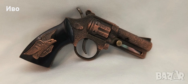 Ретро запалка-револвер с ножче и орел, снимка 2 - Колекции - 54281257