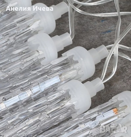 Коледна светеща украса тип падащ сняг / Светеща висулка 42cm / Бяла светлина / 8бр висулки, снимка 3 - Други - 51875096