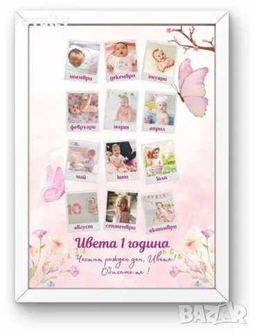 Постер със снимки за рожден ден и име пожелание