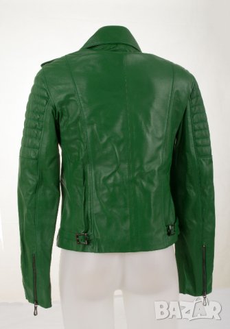 Дамско кожено яке в зелено марка Basics & More - M, снимка 8 - Якета - 38508835